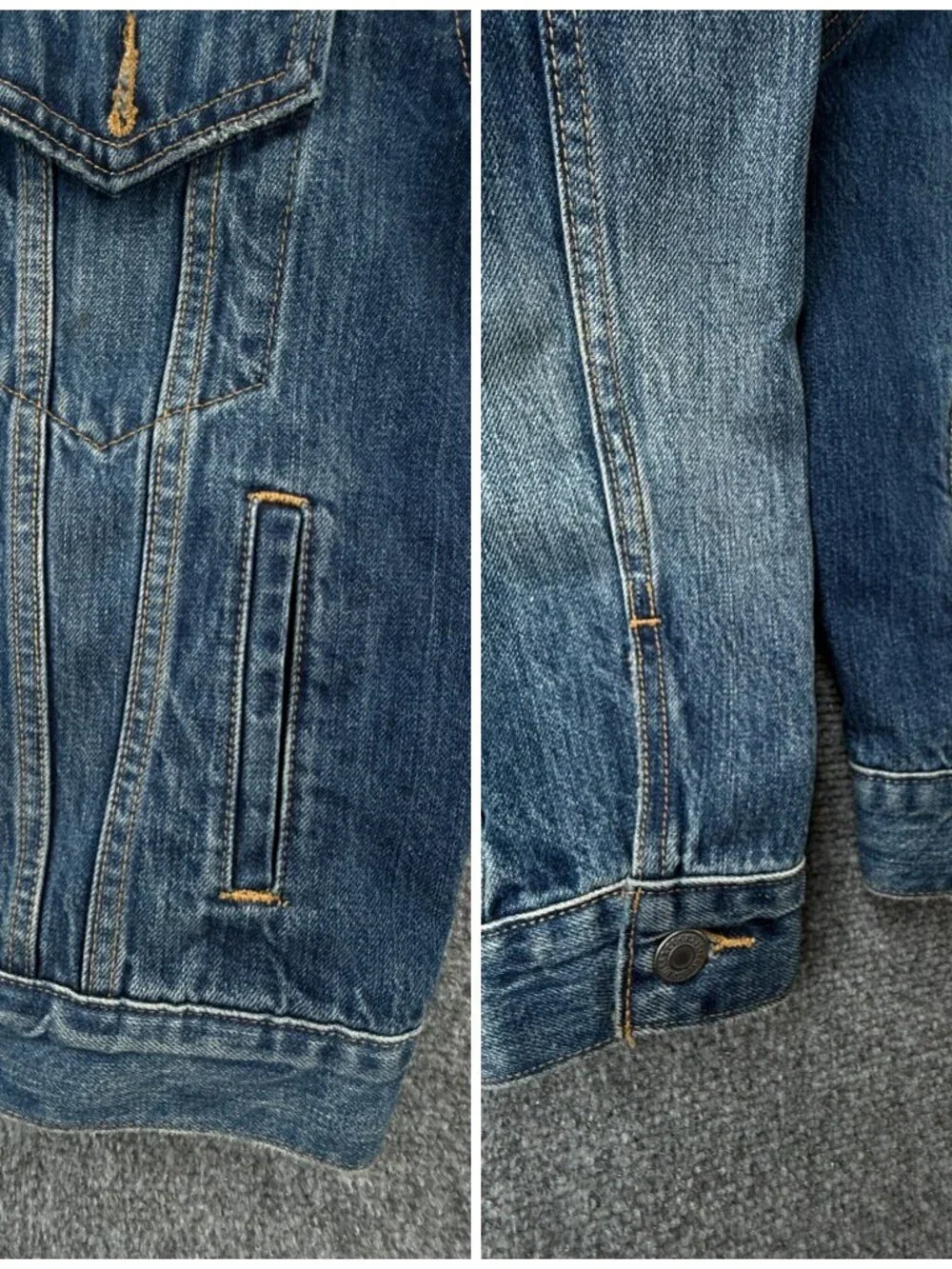 Levi’s Denim Trucker Jacket Blue Button Up Small Adult Biker Red Tab Cotton